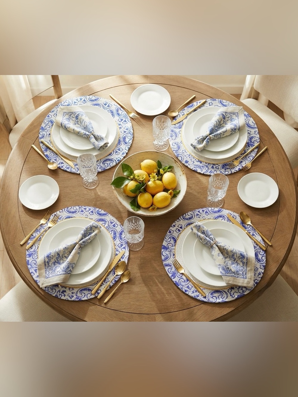 Basil & Bloom Blue and White Citrus Placemat